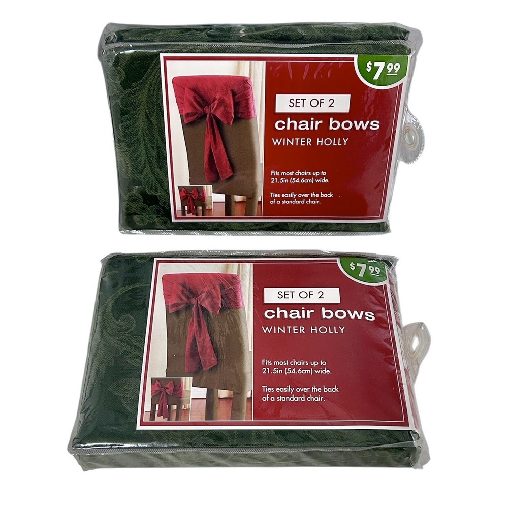 Christmas Bed Bath & Beyond Green Holiday Chair‎ Bows 2 Packs 4 Bows Decor